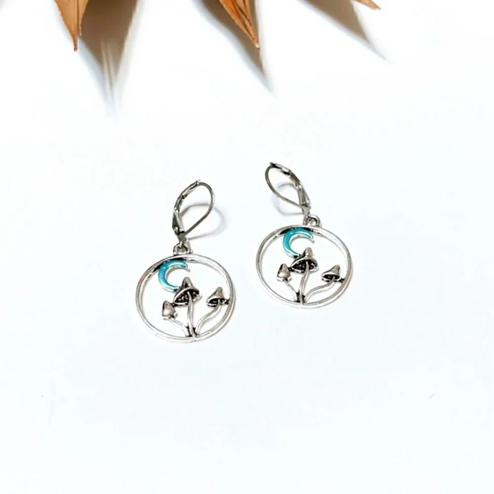 mushroom hoop earrings #378